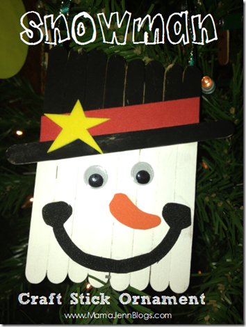 Snowman Craft Stick Banner Ornament