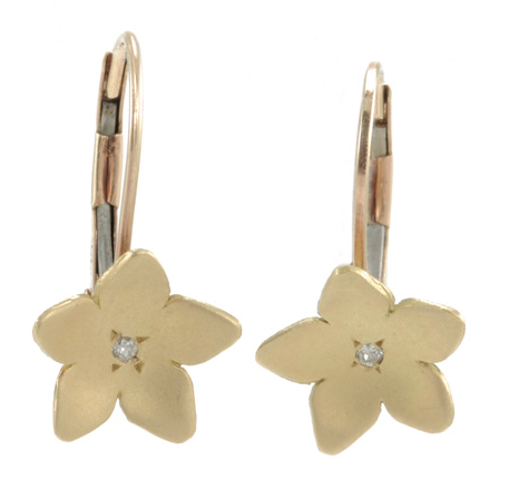 These 18k yellow-gold earrings with baby diamonds and 18k yellow-gold earwires ($798) are simple yet stunning.