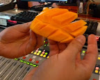 Steve shows off his sectioned mango slices.