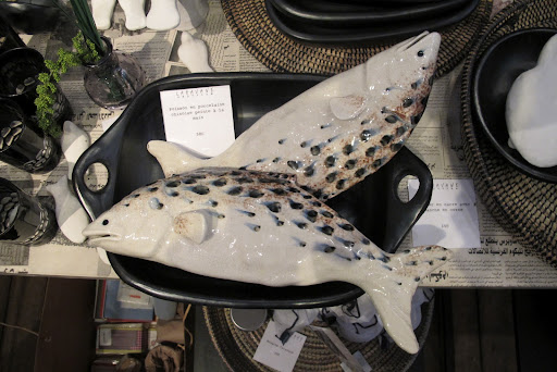 These ceramic fish are handmade and each one is different. It was really, really hard for me to not take one of these home.