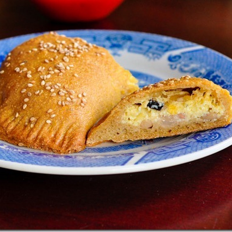 Navy bean and hominy calzones with real cheese