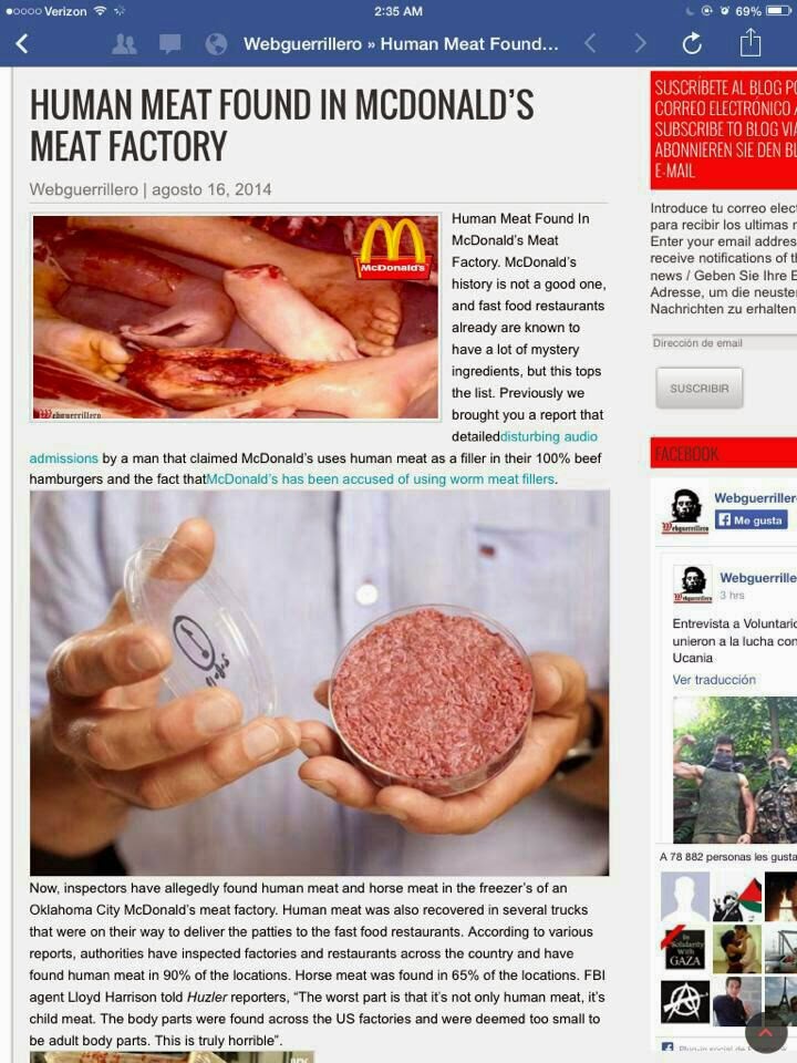 Human Meat Found In Mcdonald S Meat Factory Sagar Times