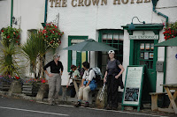 Arriving at the Crown Hotel.