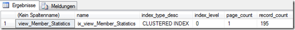 Indexauswertung - CLUSTERED View Indexauswertung - CLUSTERED View