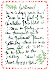 A little card enclosed with our welcome bag. A little card enclosed with our welcome bag.