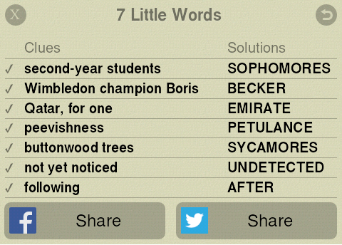 words little daily puzzle answers following after