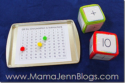 Off the Grid: Printable Addition & Subtraction Math Game