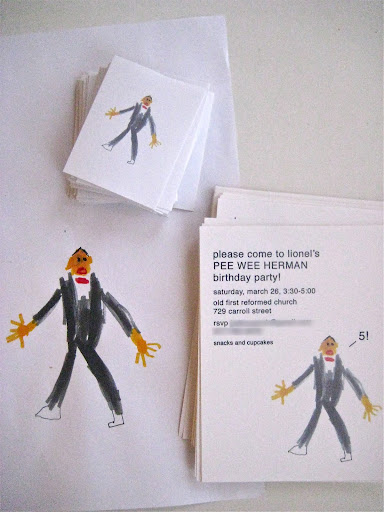 Stickers and invite, made with a scan of my son's Pee Wee drawing. Stickers and invite, made with a scan of my son's Pee Wee drawing.