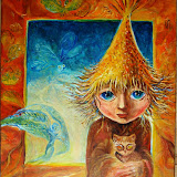 SPRZEDANY: Włóczykijek - z cyklu Powroty do dzieciństwa - Mantykora. Akryl na płótnie; wymiary: 50x45cm