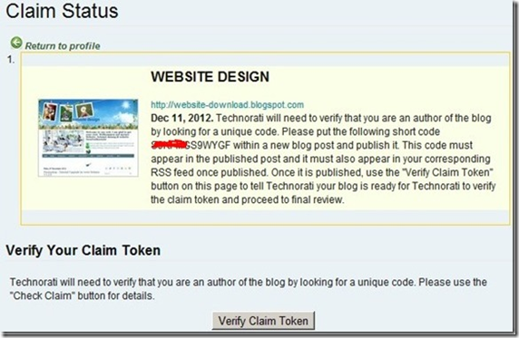 verify claim token for website design blog