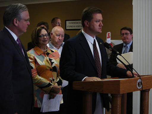 Rep. Bob Dixon-R appeared to express his support of the new law. (photo credit: Sam Senovich)