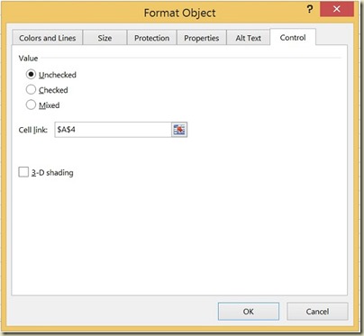 Form Controls in Excel - Check Box Control Characteristics