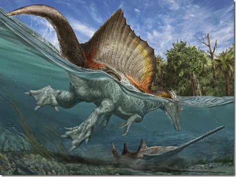 Spinosaurus_swimming Spinosaurus, dinosaurio acuatico, dinos mortales, dinosaurios temibles, asesinos
