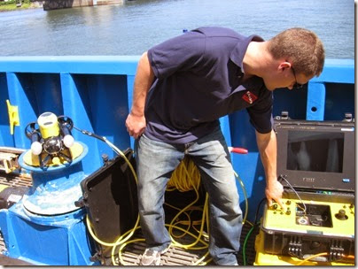 IMG_0786 Crewmember with Video-Ray ROV aboard the OSV Bold in Portland, Oregon on May 30, 2008