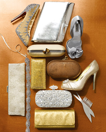 Glittery bridal accessories.