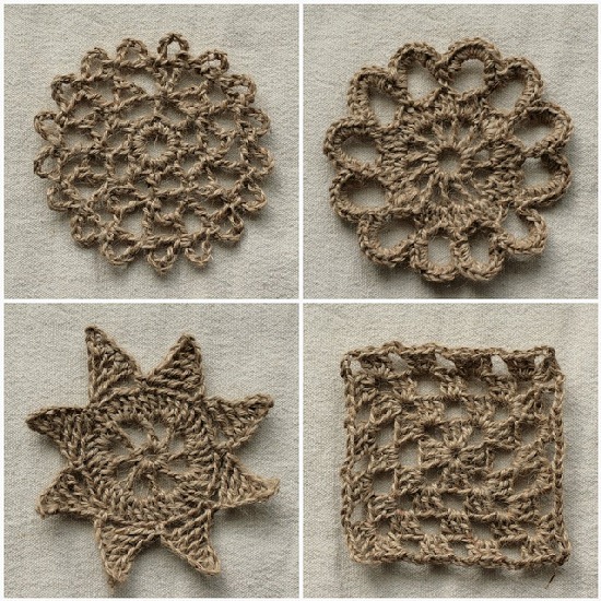 diy projects with jute--crochet decorative motifs with jute