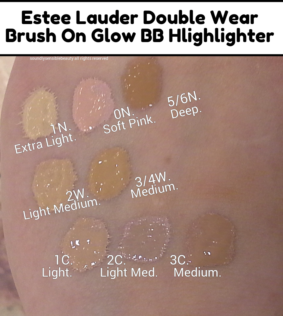 Estee Lauder Double Wear; Brush On Glow Highlighter Pen; Review & Swatches  of Shades