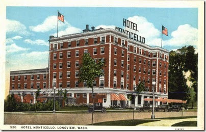 Postcard View of the Hotel Monticello in Longview, Washington