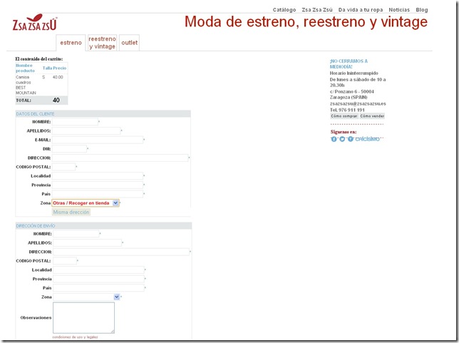 PANTALLA OTRAS - RECOGER EN TIENDA