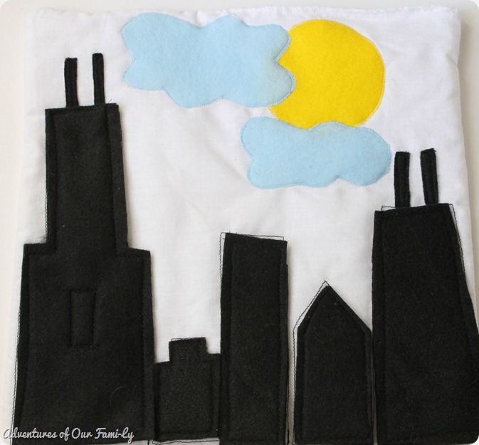 Quiet book Chicago skyline template kids felt