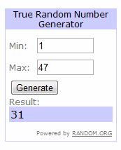 Giveaway Winner by Random dot Org Giveaway Winner by Random dot Org