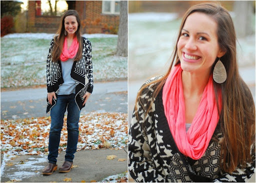 Tribal sweater, Pink scarf