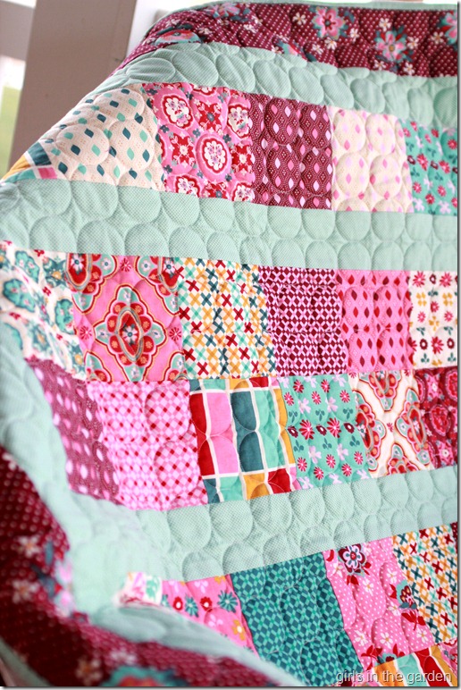 close-up of quilting