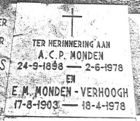 Monden, Antonius Cornelis Petrus en Verhoogh, Elisabeth Maria Grafsteen.jpg