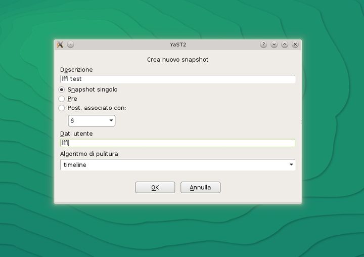 Snapper in openSUSE - Crea Snapshot