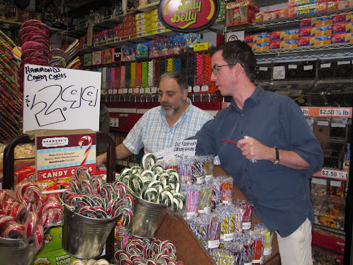 Here I am selecting candy with the owner of Economy Candy, Jerry Cohen.