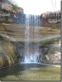Base of the Minnehaha Falls plunge pool from the ILLEGAL vantage point!
