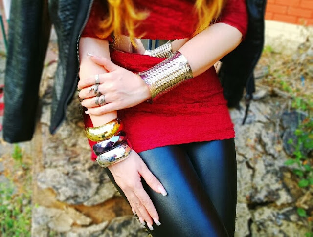 Silver Cuff Bracelet, Metallic Bangles and Silver Rings