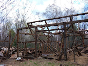 This frame was in rough shape where it stood in Port Henry, NY.  Dan contemplates the possibilities.