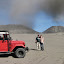 On the sea of sand, with the fresh ash from Bromo eruptions swirling around