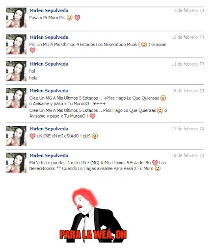 Chicas que piden likes por Facebook
