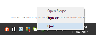 Quit Skype from the Taskbar