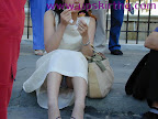 Eating ice cream showing pussy mound