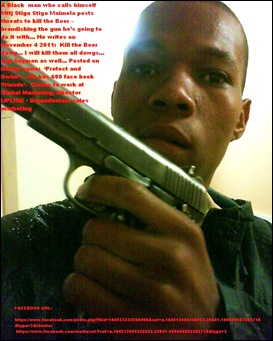 MAIMELA Mttj Stiga Stiga facebook threat to Kill the Boer brandishing gun