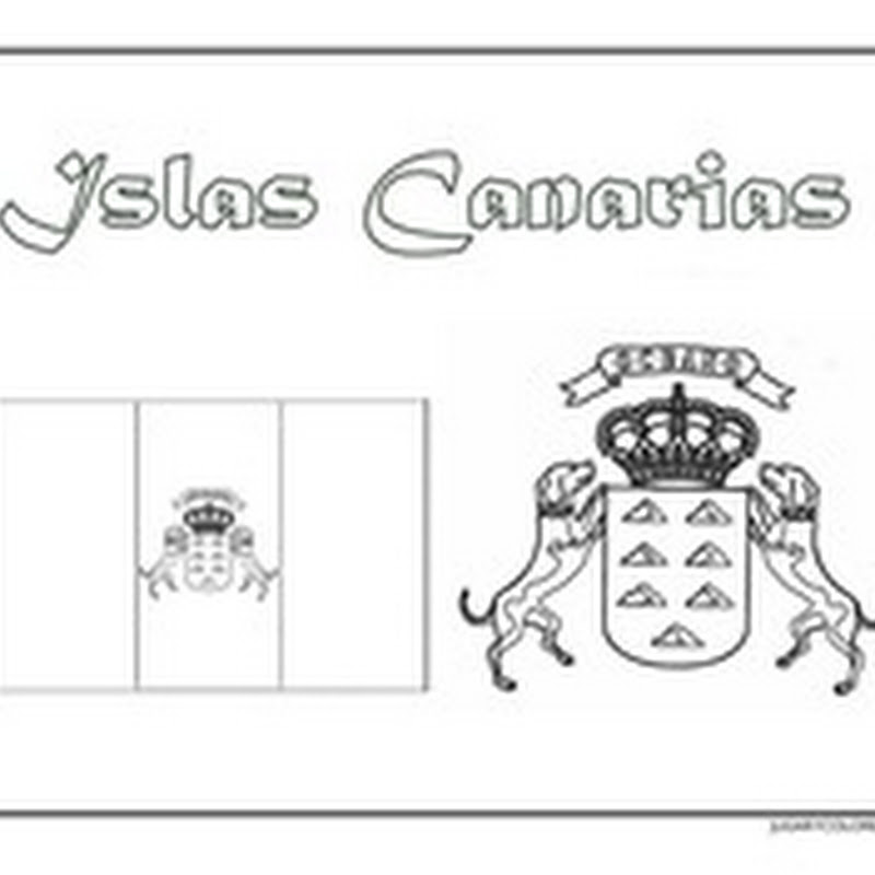 Colorear Canarias, escudos y banderas de cada isla