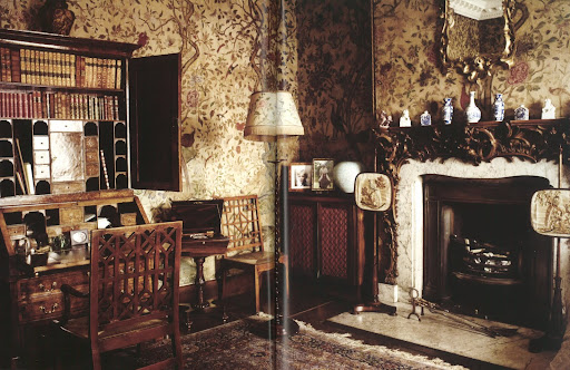 The incredible chinoiserie wallpaper in this country house study is known for having been wrapping paper holding imports of tea. The incredible chinoiserie wallpaper in this country house study is known for having been wrapping paper holding imports of tea.