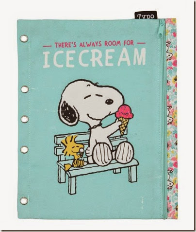 Typo by Cotton On Peanuts A4 Binder Case There's Always Room for Ice Cream Snoopy Woodstock