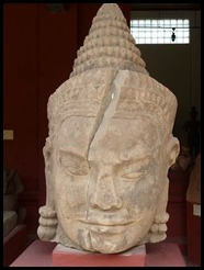 Cambodia, Phnom Penh, National Museum, Head of Devata, 29 August 2012 (1)