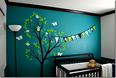 Nursery1 Black, white, and teal nursery