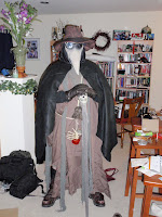 A nearly-final version of my plague doctor costume.