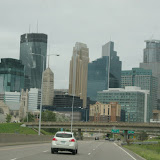 De skyline van Minneapolis.