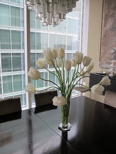 Some beautiful tulips on my dining table.