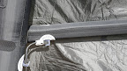 Single point inflation system, reinforced struts, reinforced strut to leading edge connection
