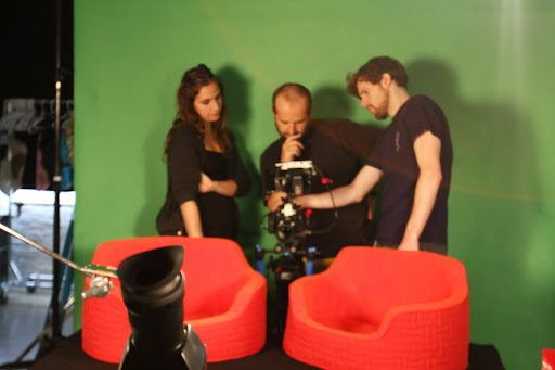 Setting up the perfect shot - such concentration!