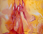 Les larmes de l'espoir, encre, pastel à l'huile, fusain, 3 X 4 po., 2004, #6 de la série Violence et religion