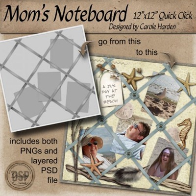 Mom's Noteboard 12x12 Quick Click template